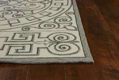 5' X 7' Geometric Pattern UV Treated Indoor / Outdoor Area Rug - Ivory / Gray