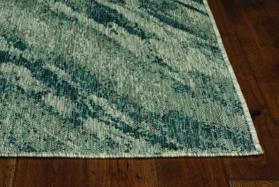 3' X 4' Machine Woven UV Treated Abstract Waves Indoor / Outdoor Accent Rug - Gray Teal