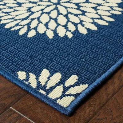 Floral Outdoor / Indoor Area Rug - Blue / Green