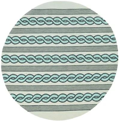 7' Spa Hand Hooked UV Treated Cable Stitch Round Indoor / Outdoor Area Rug - Ivory