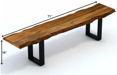 Wood Bench Black Metal Legs - Edge Acacia