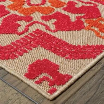 Moroccan Indoor Outdoor Area Rug - Pink / Orange - Pink