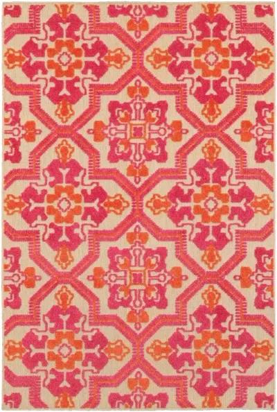 Moroccan Indoor Outdoor Area Rug - Pink / Orange - Pink