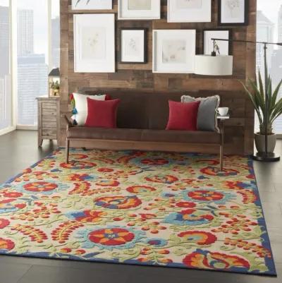 8' X 11' Floral Indoor / Outdoor Area Rug - Multicolor