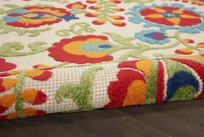 8' X 11' Floral Indoor / Outdoor Area Rug - Multicolor