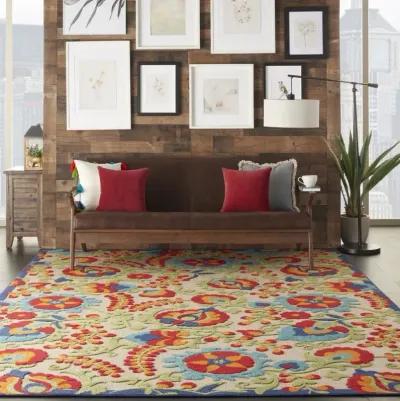 8' X 11' Floral Indoor / Outdoor Area Rug - Multicolor