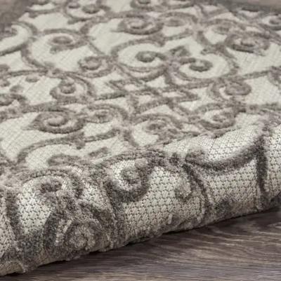 5' X 8' Floral Indoor / Outdoor Area Rug - Gray