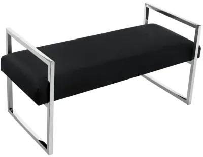 Upholstered Velvet Bench - Black / Silver