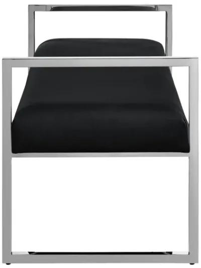 Upholstered Velvet Bench - Black / Silver