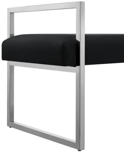 Upholstered Velvet Bench - Black / Silver