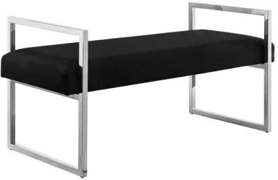 Upholstered Velvet Bench - Black / Silver