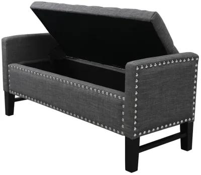 And Black Upholstered Linen Bench With Flip Top, Shoe Storage - Dark Slate Gray