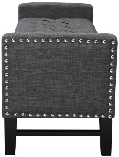 And Black Upholstered Linen Bench With Flip Top, Shoe Storage - Dark Slate Gray