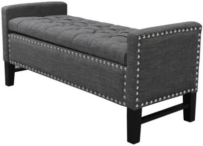 And Black Upholstered Linen Bench With Flip Top, Shoe Storage - Dark Slate Gray