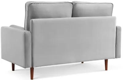 Velvet Loveseat And Toss Pillows - Gray / Dark Brown