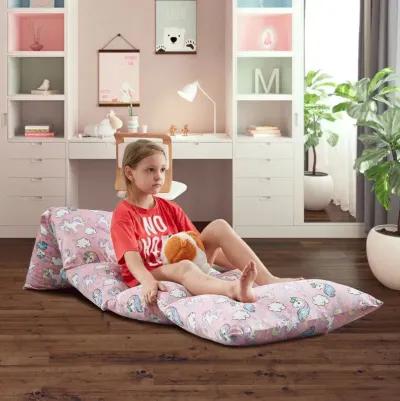 Microfiber Unicorn Pouf Cover - Pink / White