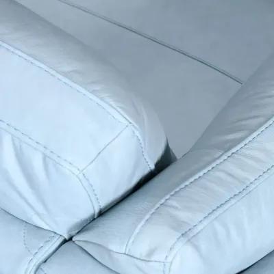 Leather Sofa With Black Legs - Sky Blue