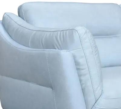 Leather Sofa With Black Legs - Sky Blue