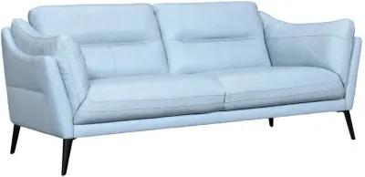 Leather Sofa With Black Legs - Sky Blue