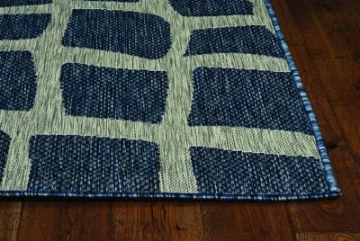 3' X 4' Machine Woven UV Treated Abstract Indoor / Outdoor Accent Rug - Blue Gray