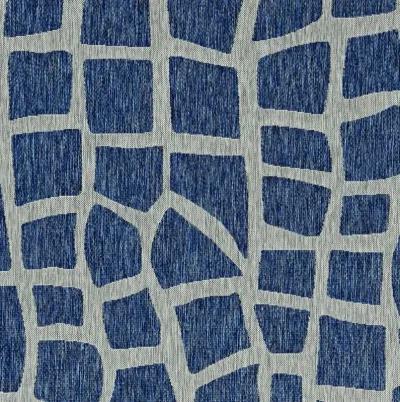 3' X 4' Machine Woven UV Treated Abstract Indoor / Outdoor Accent Rug - Blue Gray