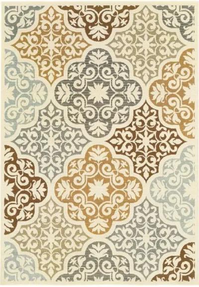 4' X 6' Moroccan Indoor / Outdoor Area Rug - Gray / Ivory