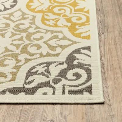 4' X 6' Moroccan Indoor / Outdoor Area Rug - Gray / Ivory