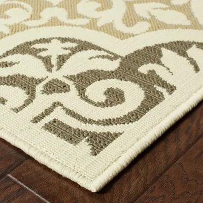 4' X 6' Moroccan Indoor / Outdoor Area Rug - Gray / Ivory