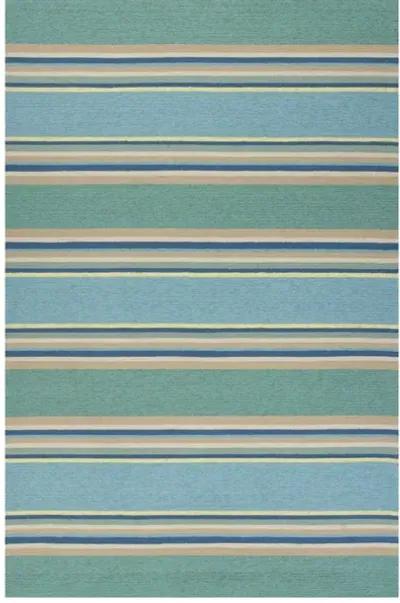 3' X 5' Striped Handmade Indoor / Outdoor Area Rug - Blue