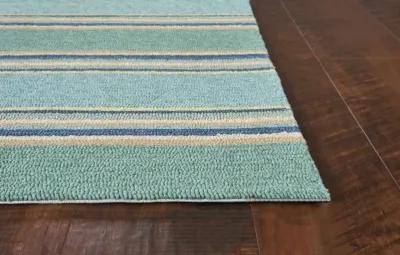 3' X 5' Striped Handmade Indoor / Outdoor Area Rug - Blue