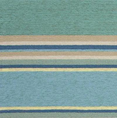 3' X 5' Striped Handmade Indoor / Outdoor Area Rug - Blue