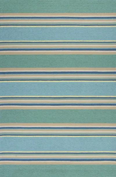 3' X 5' Striped Handmade Indoor / Outdoor Area Rug - Blue