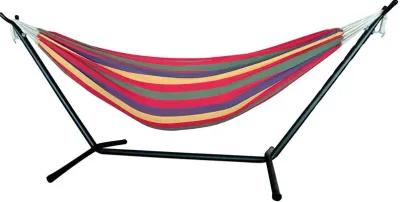 Tropical Stripe Double Classic Two Person Hammock With Stand - Red / Green