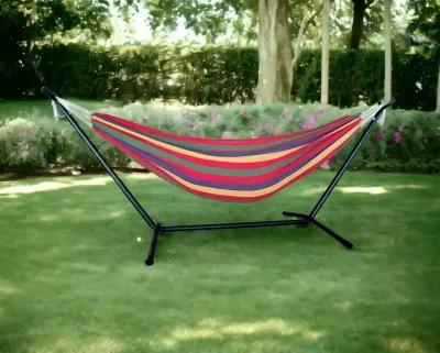 Tropical Stripe Double Classic Two Person Hammock With Stand - Red / Green