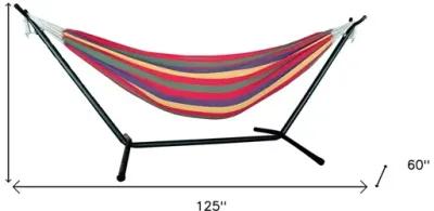 Tropical Stripe Double Classic Two Person Hammock With Stand - Red / Green