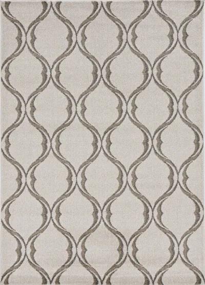 7' X 11' Machine Woven UV Treated Ogee Indoor / Outdoor Area Rug - S / Ivory