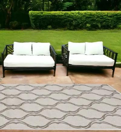 7' X 11' Machine Woven UV Treated Ogee Indoor / Outdoor Area Rug - S / Ivory