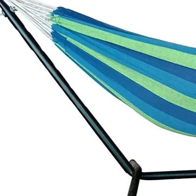 Stripe Two Person Hammock With Stand - Blue / Green