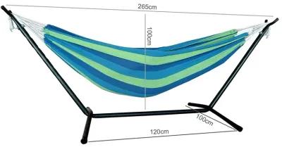 Stripe Two Person Hammock With Stand - Blue / Green