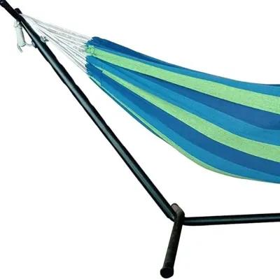 Stripe Two Person Hammock With Stand - Blue / Green