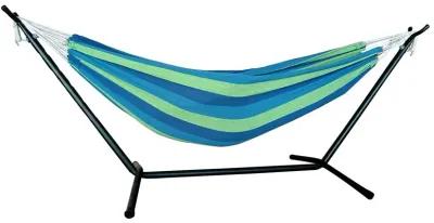 Stripe Two Person Hammock With Stand - Blue / Green