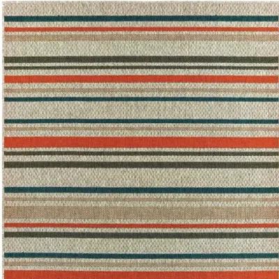 8' X 10' Striped Outdoor / Indoor Area Rug - Blue / Gray