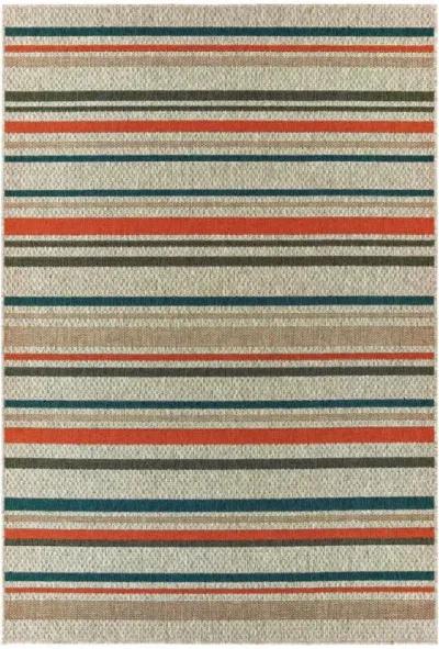 8' X 10' Striped Outdoor / Indoor Area Rug - Blue / Gray