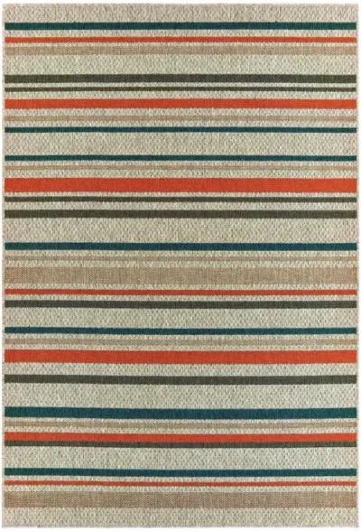 8' X 10' Striped Outdoor / Indoor Area Rug - Blue / Gray