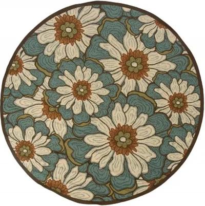 8' X 8' Round Indoor / Outdoor Area Rug - Blue