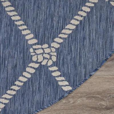 8' Round Round Indoor / Outdoor Area Rug - Blue / Gray