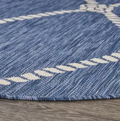 8' Round Round Indoor / Outdoor Area Rug - Blue / Gray