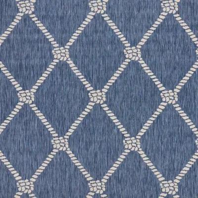 8' Round Round Indoor / Outdoor Area Rug - Blue / Gray