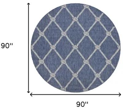 8' Round Round Indoor / Outdoor Area Rug - Blue / Gray