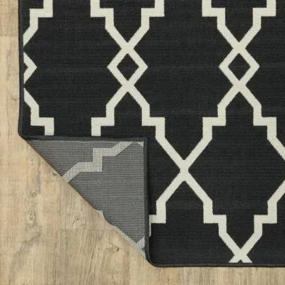 8' X 8' Indoor Outdoor Area Rug - Black / Ivory